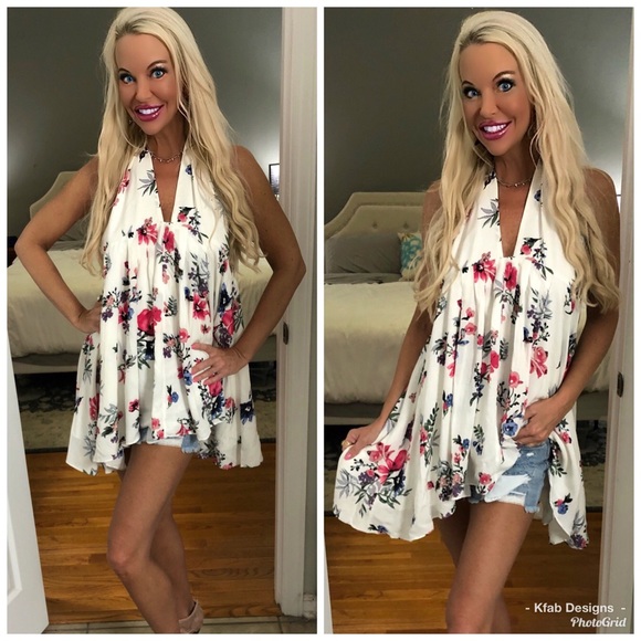 🥰LAST 1! Fully Lined Floral Asymmetric Tie Dress! - Picture 3 of 7